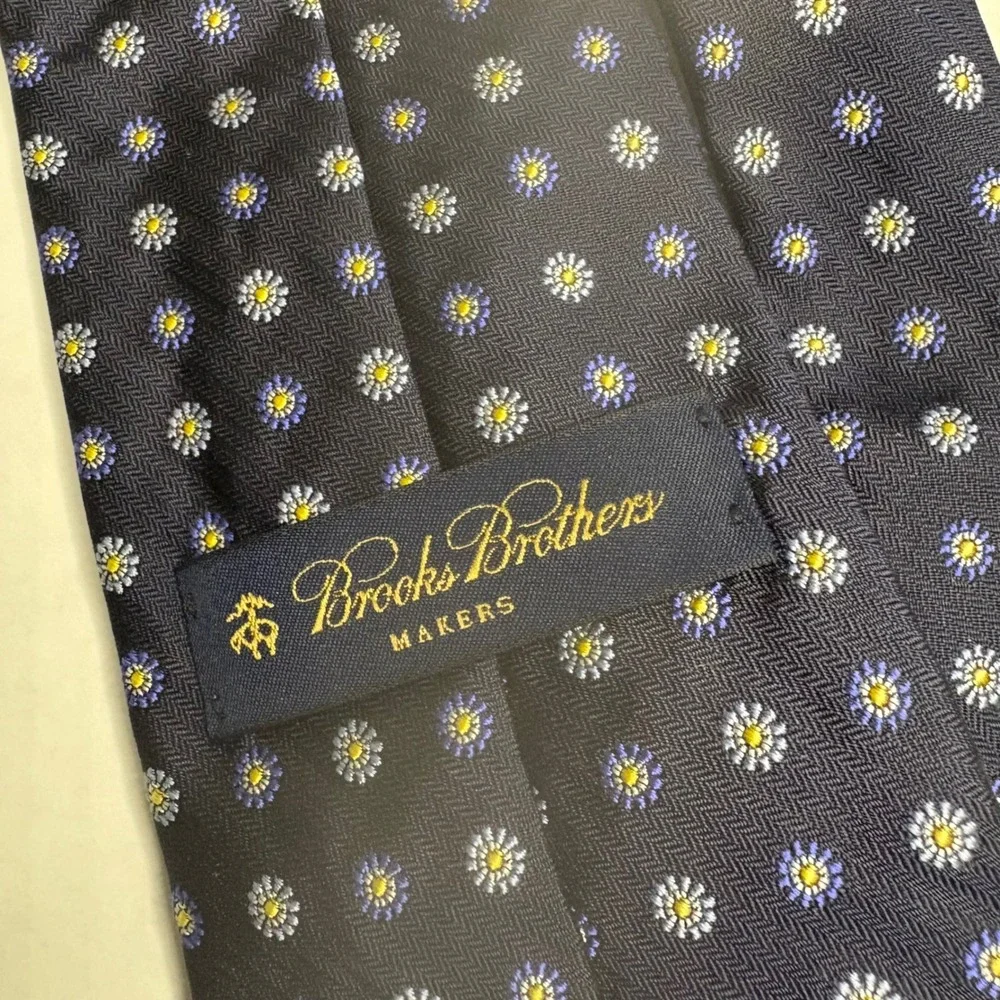 Brooks Brothers Makers Necktie Men's Silk Blue Floral Made‎ in USA England